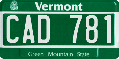 VT license plate CAD781