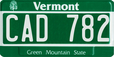 VT license plate CAD782