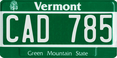 VT license plate CAD785