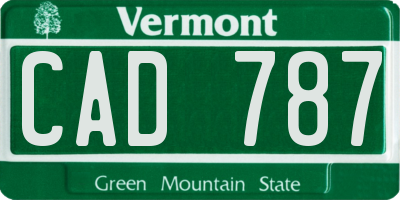 VT license plate CAD787