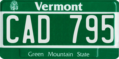 VT license plate CAD795