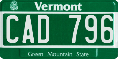 VT license plate CAD796