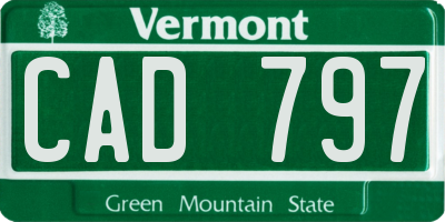 VT license plate CAD797