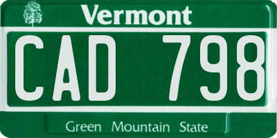 VT license plate CAD798