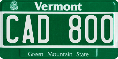 VT license plate CAD800