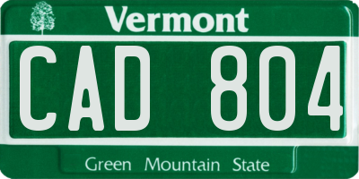 VT license plate CAD804