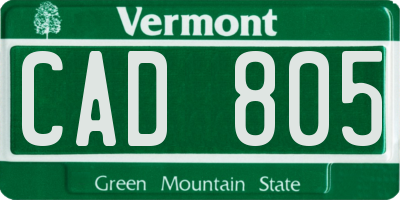 VT license plate CAD805
