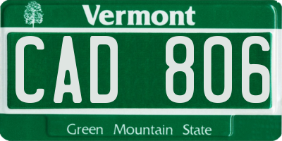 VT license plate CAD806
