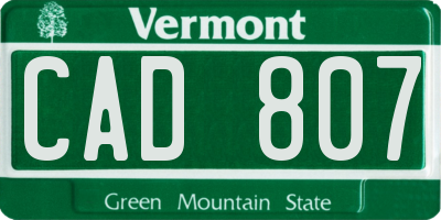 VT license plate CAD807
