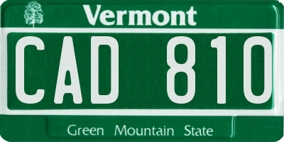VT license plate CAD810