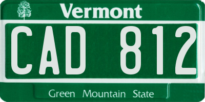 VT license plate CAD812