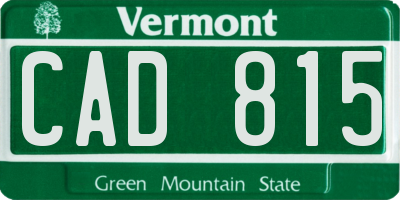 VT license plate CAD815