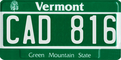 VT license plate CAD816