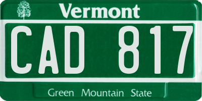 VT license plate CAD817