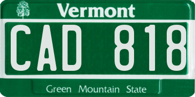 VT license plate CAD818