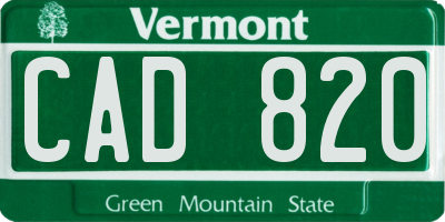 VT license plate CAD820