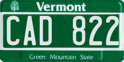 VT license plate CAD822