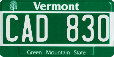 VT license plate CAD830