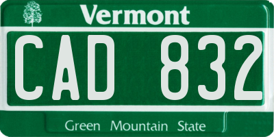 VT license plate CAD832