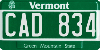 VT license plate CAD834