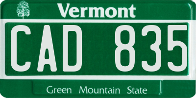 VT license plate CAD835