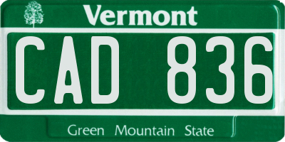 VT license plate CAD836