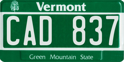 VT license plate CAD837