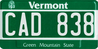 VT license plate CAD838