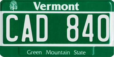 VT license plate CAD840