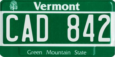 VT license plate CAD842