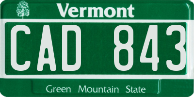 VT license plate CAD843