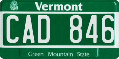 VT license plate CAD846