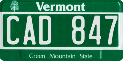 VT license plate CAD847