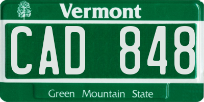 VT license plate CAD848