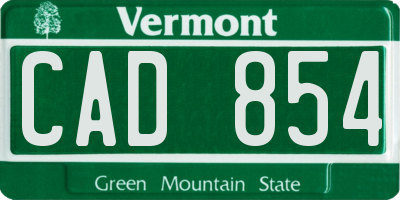 VT license plate CAD854
