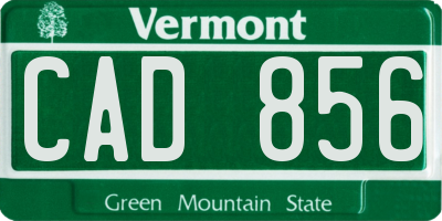 VT license plate CAD856
