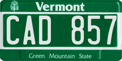 VT license plate CAD857