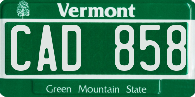 VT license plate CAD858
