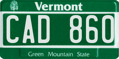 VT license plate CAD860