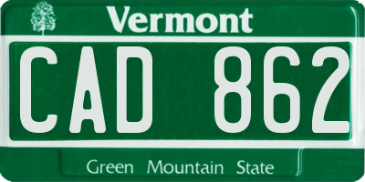 VT license plate CAD862