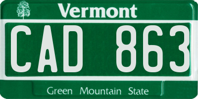 VT license plate CAD863