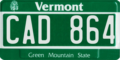 VT license plate CAD864