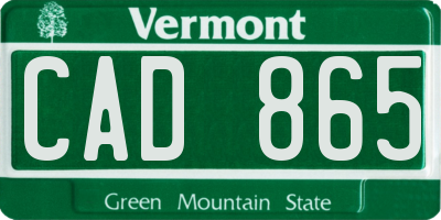 VT license plate CAD865