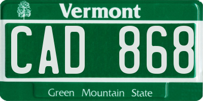 VT license plate CAD868