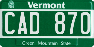 VT license plate CAD870