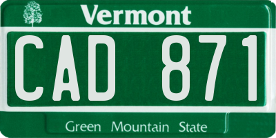 VT license plate CAD871