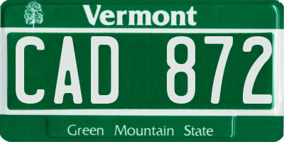 VT license plate CAD872