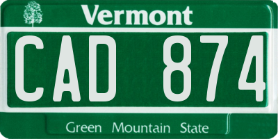 VT license plate CAD874