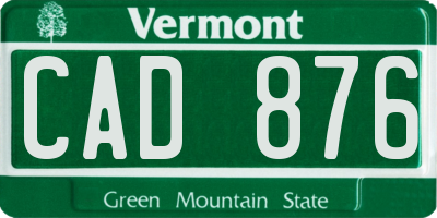 VT license plate CAD876