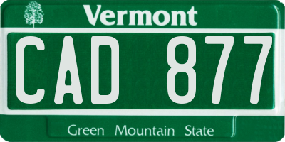 VT license plate CAD877